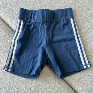 Adidas Blue Athletic Shorts with White Stripes